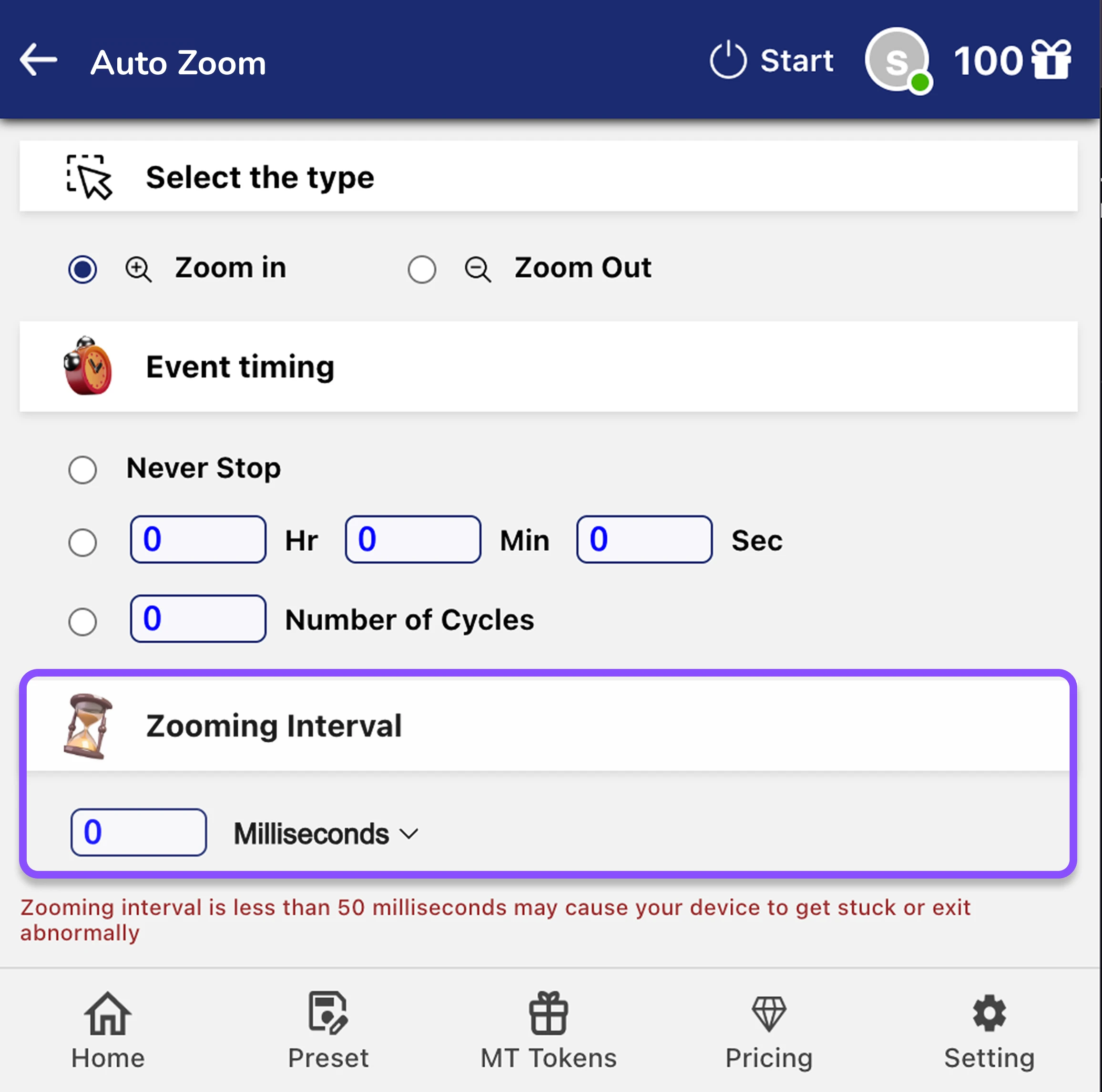 Step 3: Set Zooming Interval